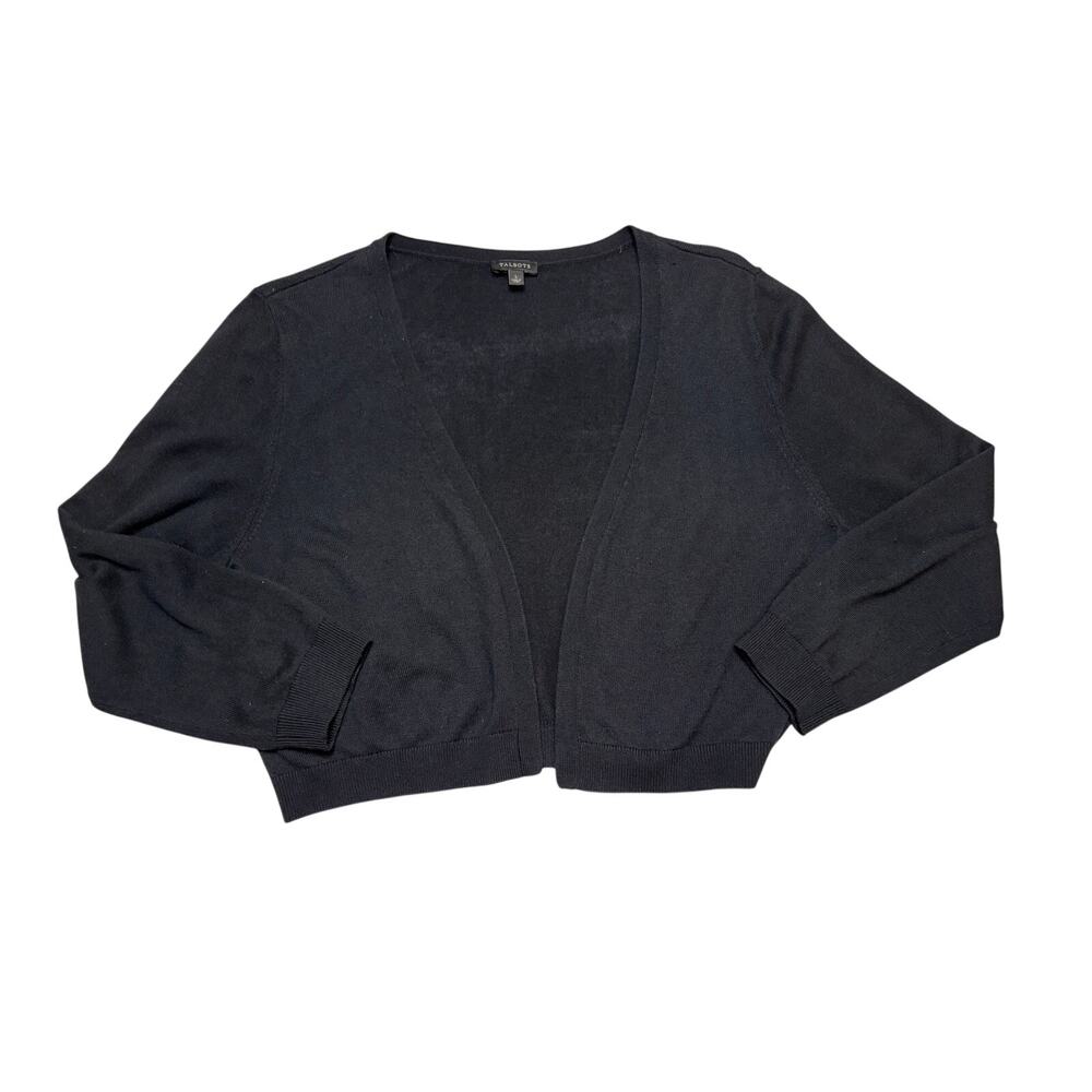 Talbots Black Open Front Cardigan Sweater SZ  L